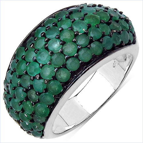Bague en argent sterling avec émeraude véritable de 2,90 carats et diamants blancs