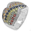 Anillo de Clúster de Múltiples Zafiros de 3.07 Quilates en Plata Esterlina