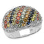Bague en cluster de saphirs multicolores de 2,75 carats en argent sterling