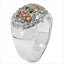 Bague en cluster de saphirs multicolores de 2,75 carats en argent sterling