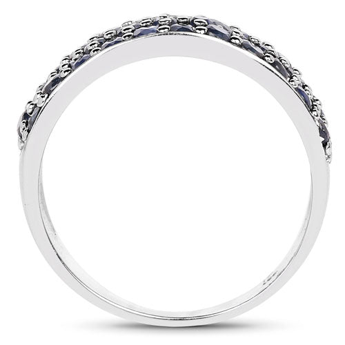 Bague en argent sterling avec saphir bleu véritable de 1,70 carat