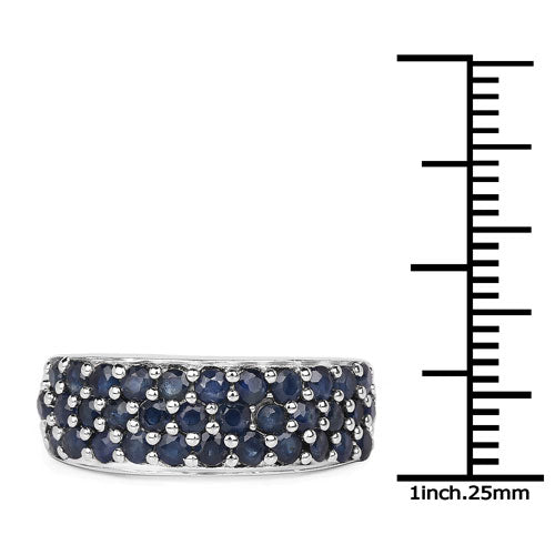 Bague en argent sterling avec saphir bleu véritable de 1,70 carat