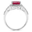 Bague de fiançailles en argent sterling avec rubis de 1,52 carat et topaze blanche