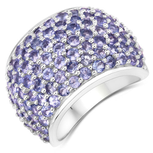 Bague de fiançailles en argent sterling avec tanzanite véritable de 4,22 carats