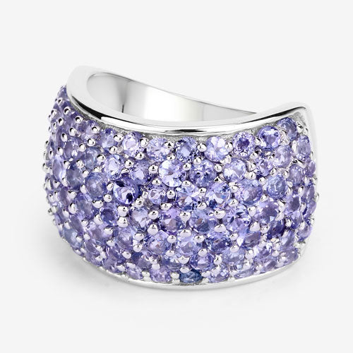 Bague de fiançailles en argent sterling avec tanzanite véritable de 4,22 carats