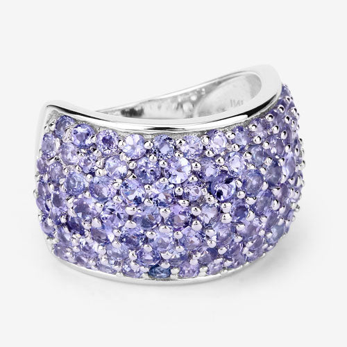 Bague de fiançailles en argent sterling avec tanzanite véritable de 4,22 carats