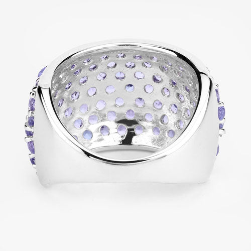 Bague de fiançailles en argent sterling avec tanzanite véritable de 4,22 carats