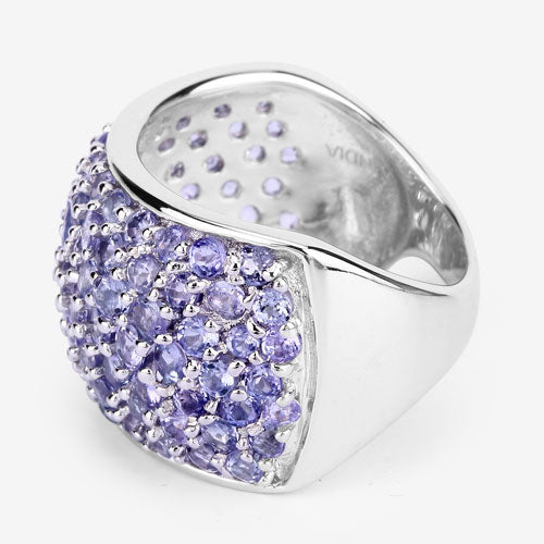 Bague de fiançailles en argent sterling avec tanzanite véritable de 4,22 carats