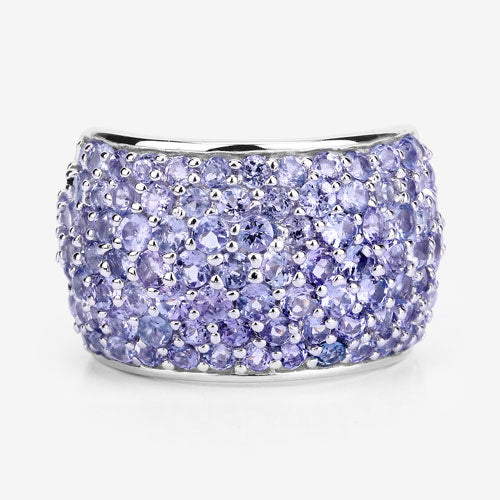 Bague de fiançailles en argent sterling avec tanzanite véritable de 4,22 carats
