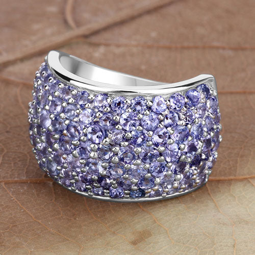 Bague de fiançailles en argent sterling avec tanzanite véritable de 4,22 carats