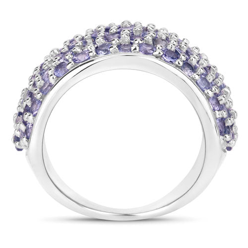 Bague de fiançailles en argent sterling avec tanzanite véritable de 4,22 carats