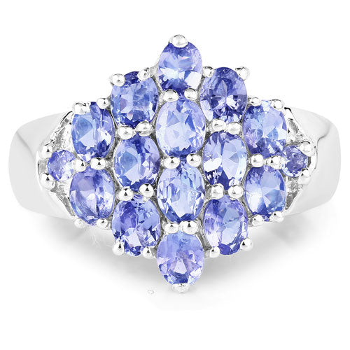 Bague de fiançailles en argent sterling avec tanzanite véritable de 2,45 carats