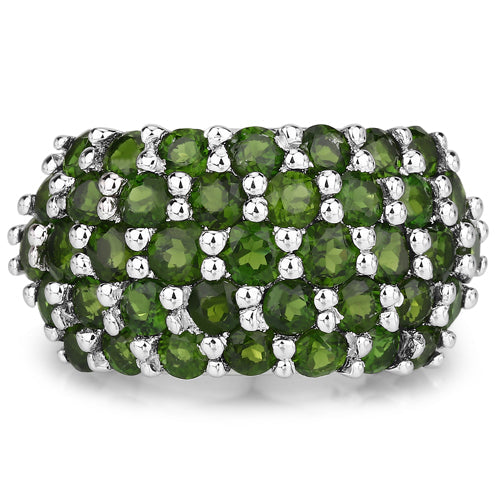 Bague en argent sterling avec chrome diopside véritable de 5,04 carats