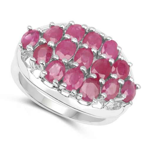 3.00 Carat Genuine Ruby Sterling Silver Engagement Ring