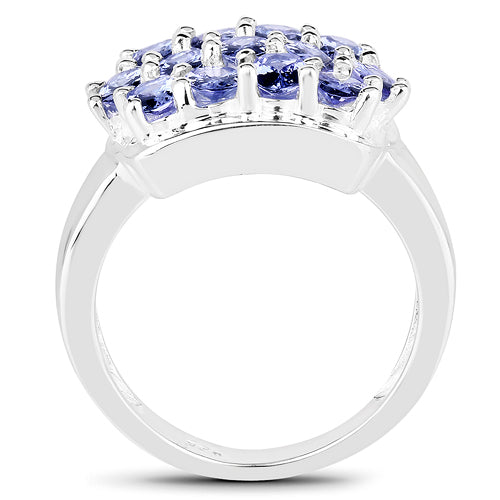 2.21 Carat Genuine Tanzanite Sterling Silver Engagement Ring