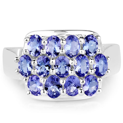 2.21 Carat Genuine Tanzanite Sterling Silver Engagement Ring