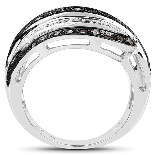 0.80 Carat Brown and White Diamond Sterling Silver Engagement Ring