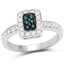 Bague de fiançailles en argent sterling avec diamants bleus et blancs de 0,36 carat