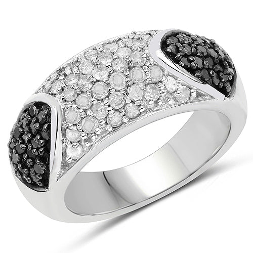Bague en diamant noir et diamant blanc de 0,99 carat