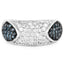 0.94 Carat Genuine Blue and White Diamond Sterling Silver Ring