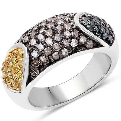 Anillo de Diamante Azul y Diamante Champagne de 0.95 Quilates