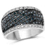 Anillo de Compromiso de Diamante Azul y Blanco de 0.80 Quilates en Plata de Ley