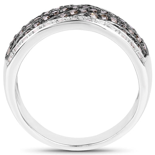 Bague en diamant champagne et blanc de 0,87 carat en argent sterling