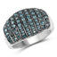 Anillo de Compromiso de Diamantes Azules y Blancos de 0.83 Quilates en Plata de Ley