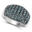 Anillo de Compromiso de Diamantes Azules y Blancos de 0.83 Quilates en Plata de Ley