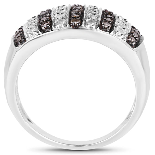 0.83 Carat Genuine Champagne and White Diamond Sterling Silver Ring