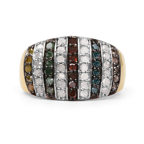 14K Yellow Gold Plated Multi Diamond Engagement Ring