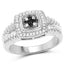 Anillo de Compromiso de Diamante Negro y Blanco de 0.19 Quilates en Plata de Ley