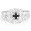 Anillo de Compromiso de Diamante Negro y Blanco de 0.19 Quilates en Plata de Ley