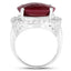 Anillo de plata esterlina con rubí teñido de 13.10 quilates y topacio blanco