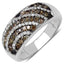 Bague en argent sterling avec diamants champagne et blancs de 0,64 carat