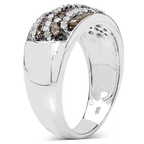Bague en argent sterling avec diamants champagne et blancs de 0,64 carat