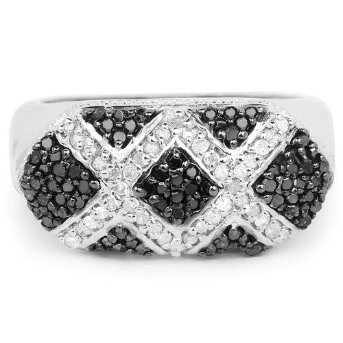 Bague de fiançailles en argent sterling avec diamants bleus et blancs de 0,61 carat