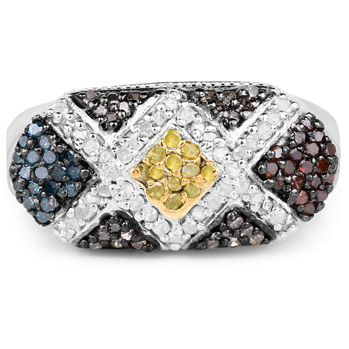 Anillo de Clúster de Múltiples Diamantes de 0.61 Quilates en Plata Esterlina