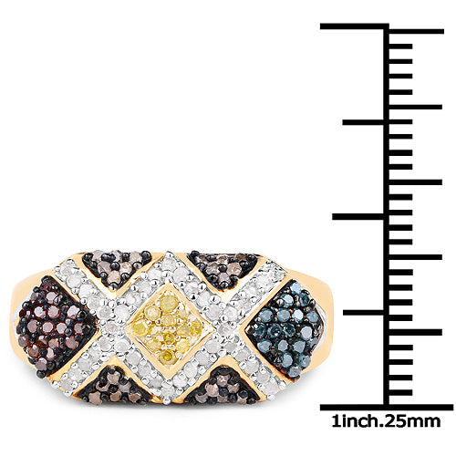 Bague Cluster Multi Diamants Plaquée Or Jaune 14K