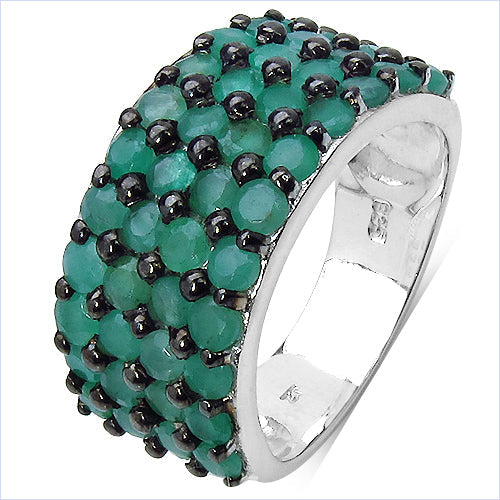 Anillo de Compromiso de Esmeralda Genuina de 2.99 Quilates en Plata de Ley