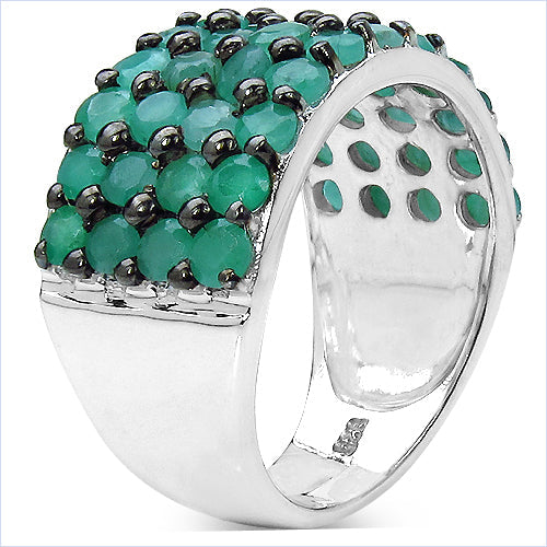 Anillo de Compromiso de Esmeralda Genuina de 2.99 Quilates en Plata de Ley