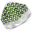 Bague en argent sterling avec chrome diopside et topaze blanche de 2,41 carats