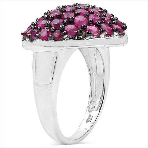 3.53 Carat Genuine Ruby .925 Sterling Silver Engagement Ring