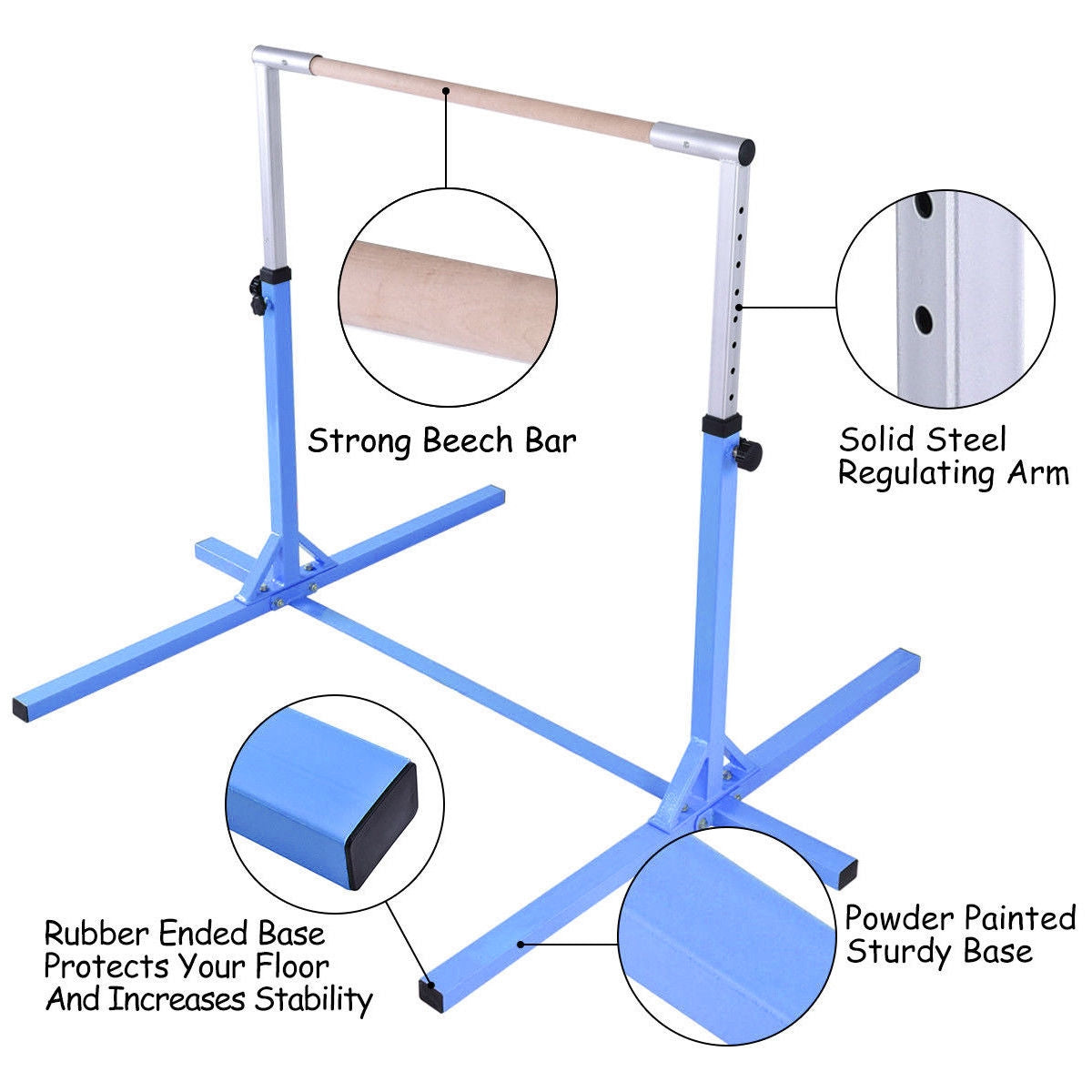 Barra Horizontal de Gimnasia Ajustable para Niños - Azul