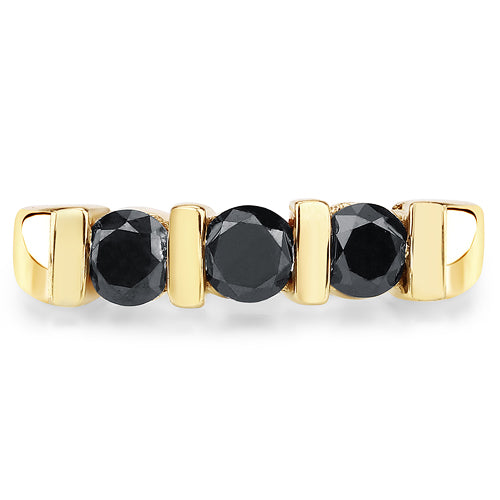 1.20 Carat Genuine Black Diamond Sterling Silver Ring