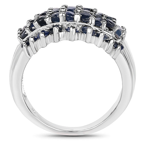 2.70 Carat Blue Sapphire Cluster Ring in Sterling Silver