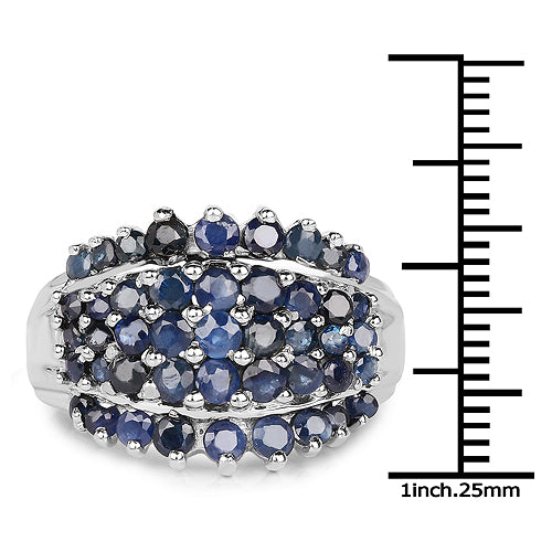 2.70 Carat Blue Sapphire Cluster Ring in Sterling Silver