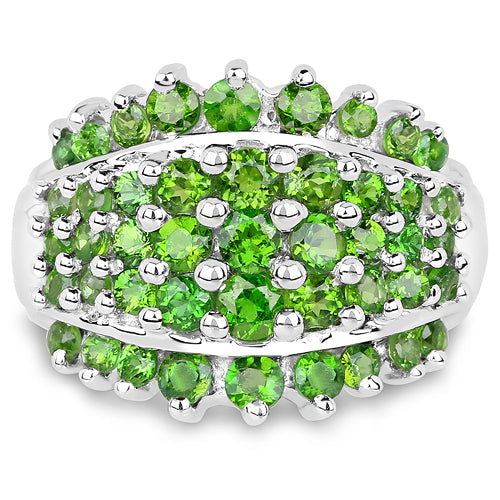 2.48 Carat Genuine Chrome Diopside Sterling Silver Engagement Ring
