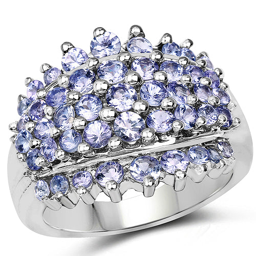 2.35 Carat Genuine Tanzanite Sterling Silver Engagement Ring