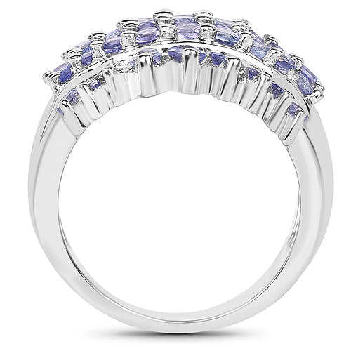 2.35 Carat Genuine Tanzanite Sterling Silver Engagement Ring